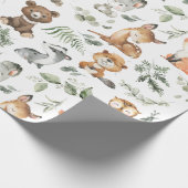 Papier Cadeau Forêt Whimsical Animaux Forêt Sage Verdure (Coin)