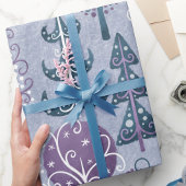 Papier Cadeau Forêt Whimsical mignonne Arbre de Noël pourpre
