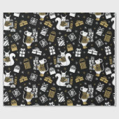 Papier Cadeau Forfaits cadeaux Noël White Black Gold Mice (Plat)