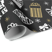 Papier Cadeau Forfaits cadeaux Noël White Black Gold Mice (Coin rond)