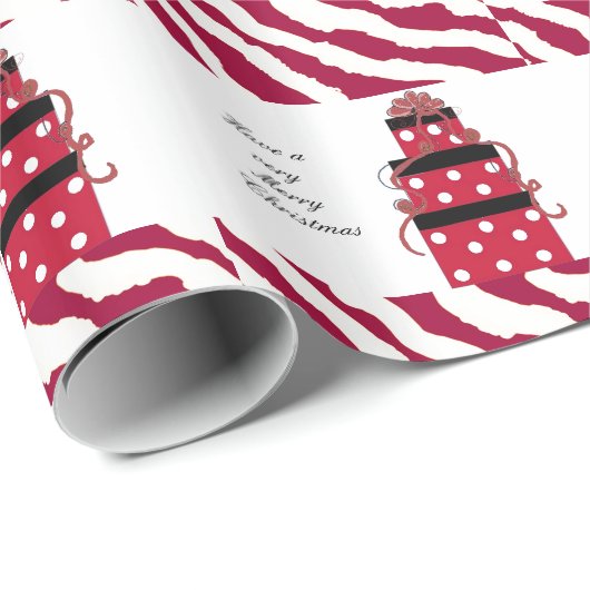 Papier Cadeau Forfaits Noël rouge et blanc (Coin rond)