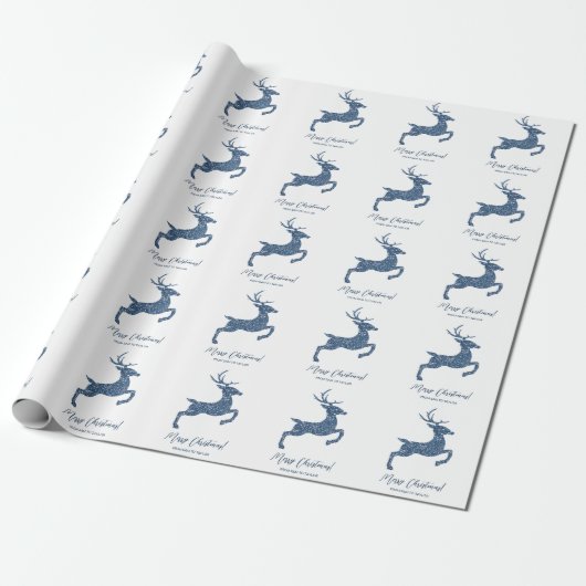 Papier Cadeau Forme De Cerf En Parties scintillant Bleu Faux Reg (Déroulé)
