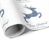 Papier Cadeau Forme De Cerf En Parties scintillant Bleu Faux Reg (Coin rond)