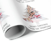 Papier Cadeau Forme de l'arbre de Noël Nom de la photo Joyeux No (Coin rond)