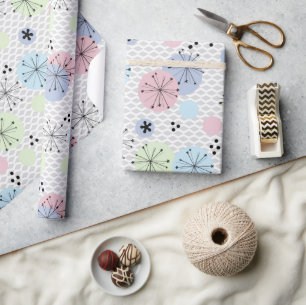 Papier Cadeau formes Abstraites modernes cercles lumière pois av