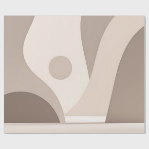 Papier Cadeau Formes Abstraites Organiques Beige Minimaliste