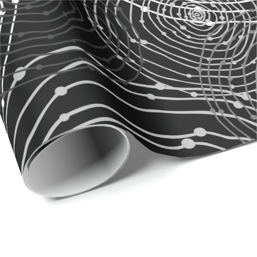 Papier Cadeau formes arrondies en noir et blanc (Coin rond)