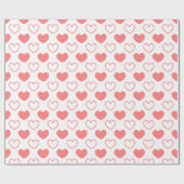 Papier Cadeau Formes cardiaques délicates Motif rouge blanc (Plat)