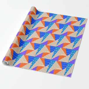 Papier Cadeau Formes colorées rétro sur marron