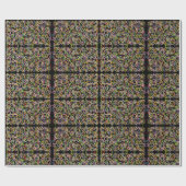 Papier Cadeau formes d'art abstrait foncé en contraste néon (Plat)