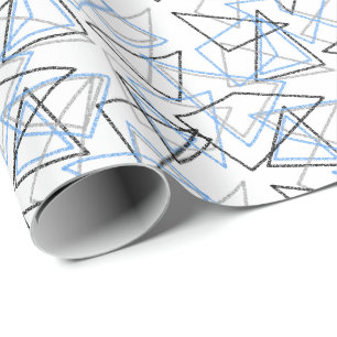 Papier Cadeau Formes géométriques à la craie sur blanc