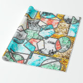 Papier Cadeau Formes géométriques avec des textures blanches étr (Déroulé)