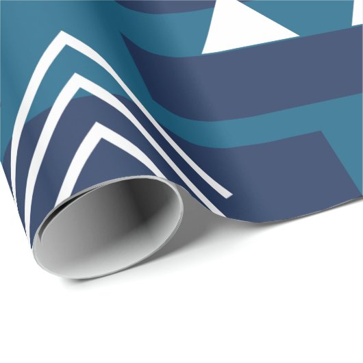 Papier Cadeau Formes géométriques bleues blanches (Coin rond)