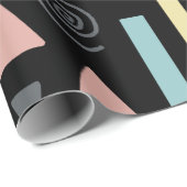 Papier Cadeau Formes géométriques noir motif (Coin rond)