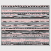 Papier Cadeau formes géométriques tritriales gris et jaune motif (Plat)