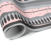 Papier Cadeau formes géométriques tritriales gris et jaune motif (Coin rond)