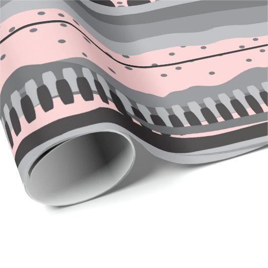 Papier Cadeau formes géométriques tritriales gris et jaune motif (Coin rond)