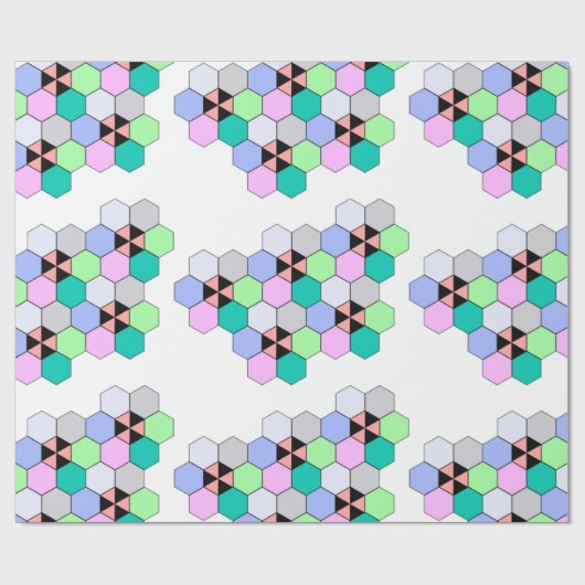 PAPIER CADEAU FORMES HEXAGONALES COLORÉES (Plat)