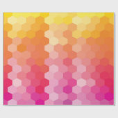 Papier Cadeau Formes hexagones géométriques, rose et jaune (Plat)