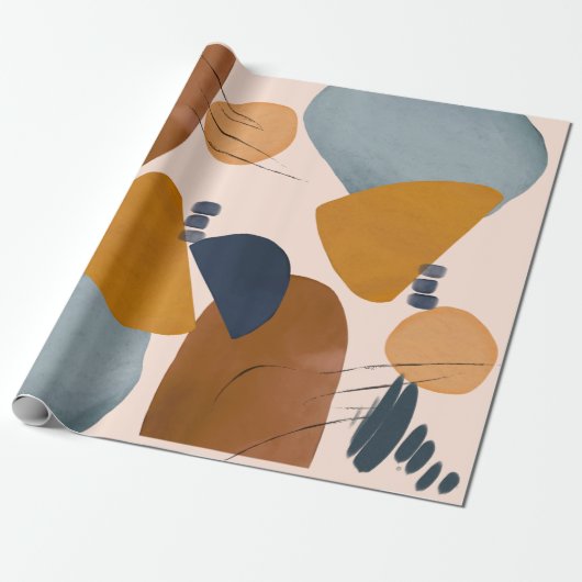 Papier Cadeau Formes peintes Abstraites modernes Noël (Déroulé)