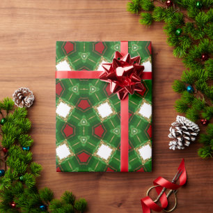 Papier Cadeau Formes rouges, vertes et blanches