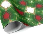 Papier Cadeau Formes rouges, vertes et blanches (Coin rond)