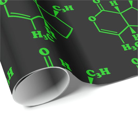 Papier Cadeau Formule chimique moléculaire de Catnip Nepetalacto (Coin rond)