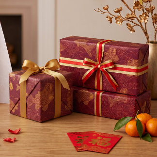 Papier Cadeau Fortune Impériale | Abondance de Carpes Dorées Géa