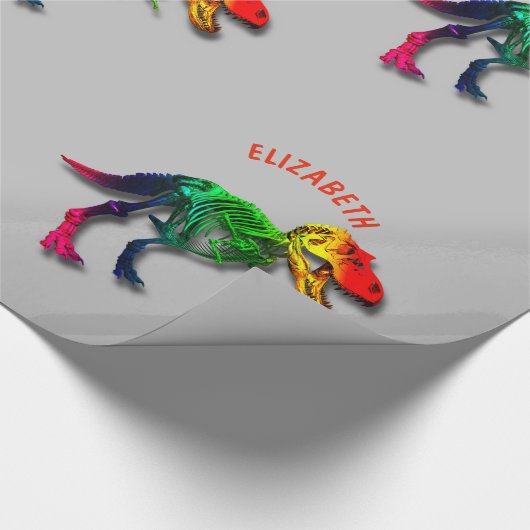 Papier Cadeau Fossile drôle de l'arc-en-ciel T Rex avec votre (Coin)