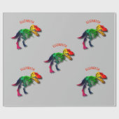 Papier Cadeau Fossile drôle de l'arc-en-ciel T Rex avec votre (Plat)
