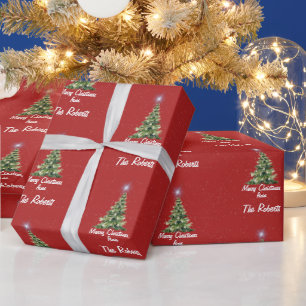 Papier Cadeau Foto de la familia Rouge Joyeux Noël