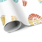 Papier Cadeau Four Footsteps Fatrhers Day Wrapping Paper (Coin rond)