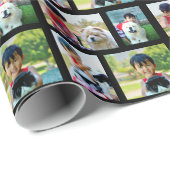 Papier Cadeau Four Photo Collage Fête Personnalisée Noël (Coin rond)