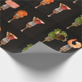 Papier Cadeau Fourches d'argent sur noir (Coin)