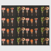 Papier Cadeau Fourchettes argentées sur fond noir  (Plat)
