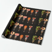 Papier Cadeau Fourchettes argentées sur fond noir  (Déroulé)