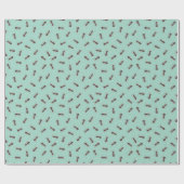 Papier Cadeau Fourmis Marron Illustrées sur Fond Turquoise Clair (Plat)