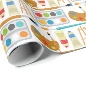 Papier Cadeau Fournitures d'art coloré - Motif de peinture amusa (Coin rond)