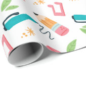 Papier Cadeau Fournitures scolaires mignonnes (Coin rond)