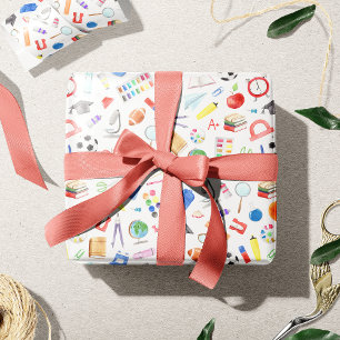 Papier Cadeau Fournitures scolaires mignonnes Retour au Motif sc