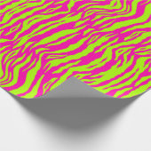 Papier Cadeau fourrure de tigre de néon vert et motif rose (Coin)