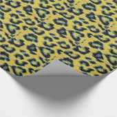 Papier Cadeau Fourrure Empreinte de léopard bleue et jaune (Coin)