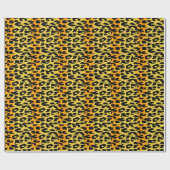 Papier Cadeau Fourrure Empreinte de léopard noire et jaune (Plat)