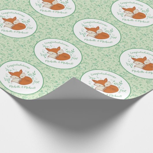 Papier Cadeau Fox Baby shower Animaux boisés (Coin)