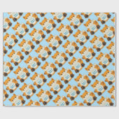Papier Cadeau Fox Baby shower bleu (Plat)