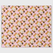 Papier Cadeau Fox Baby shower rose (Plat)