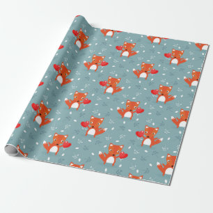 Papier Cadeau Fox Love Motif
