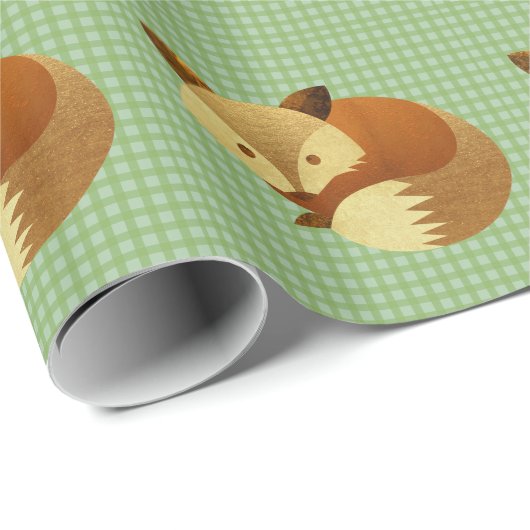 Papier Cadeau Fox mignon d'automne (Coin rond)