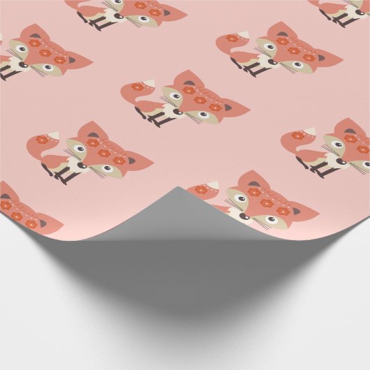 Papier Cadeau Fox mignon de rose (Coin)