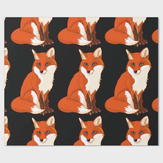 Papier Cadeau Fox mignon reposant le papier d'emballage brillant (Plat)